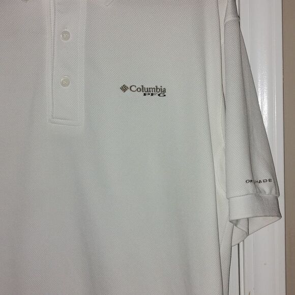 Columbia white PFG omni shade  polo shirt Sz S - Picture 2 of 5
